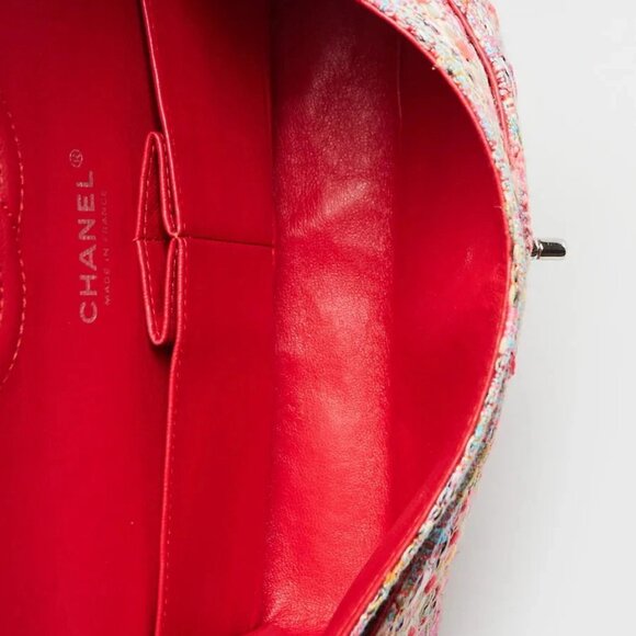 Chanel Pink Multicolor Quilted Tweed Classic Medium Double Flap Bag - Picture 3 of 12